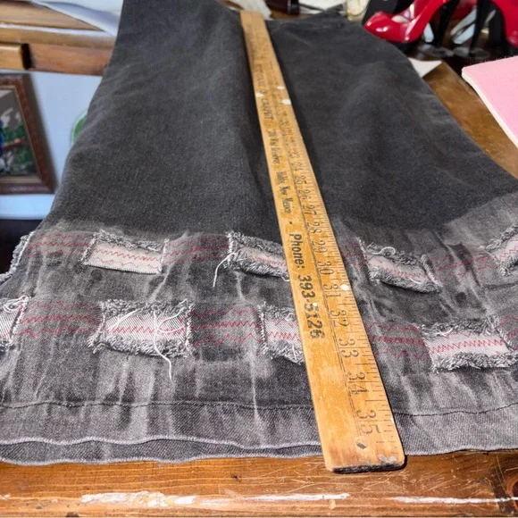 CROSSING POINTE SZ 8 VINTAGE Gray/black Denim Jean Maxi Skirt - Picture 6 of 8